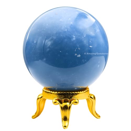 Amazing Gemstone Angelite Crystal Ball with Stand - 1.5" Inches