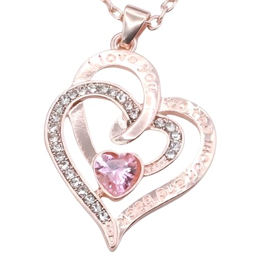 Collier double cœur rose en argent plaqué gravé pour sublimer vos tenues de soirée