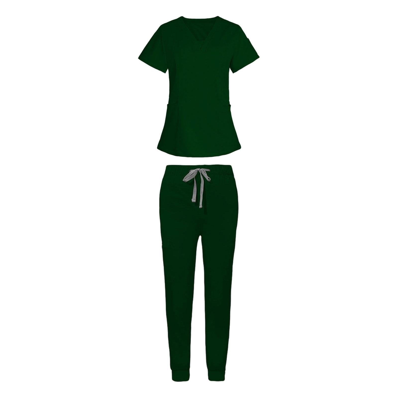 Berufsbekleidung für Pflegekräfte, Pflegeuniform, Schlupf Kasack, Strapazierfähige, Maschinenwaschbare, Knitterarme Jogginghose Ausschnitt, l, Dunkelgrün