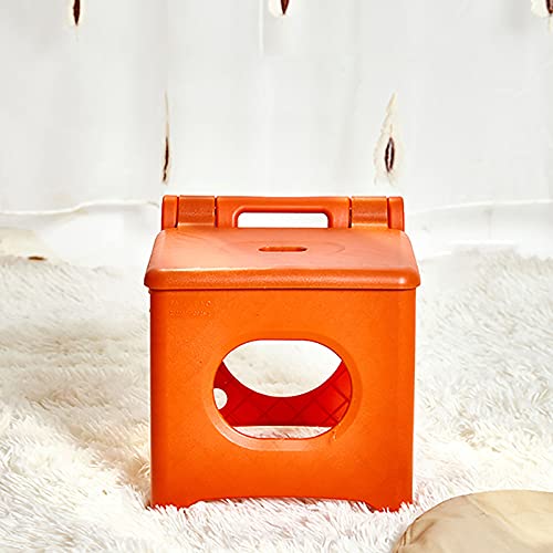 GKZJ Rutschfester zusammen Klappbar Tritthocker,Klapphocker Faltbar,Tragbarer Klapphocker,für Bade Küchen,Orange Cover