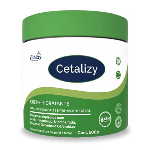 Creme Hidratante Corporal Facial 500g Para Pele Seca Sensível e Extra Seca Sem Perfume Hidratação Intensa Vitalizy