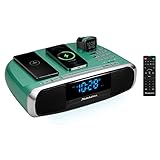 Studebaker Workstaton HiFi Music System with Bluetooth, FM Radio, CD, and Qi Wireless Charging Station (Teal)