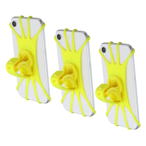 Image of PATIKIL 3Pcs Bike Phone Mount, 360 Rotation Silicone Motorcycle Phone Holder for 3 inch- 6.5 inch Phones Adjustable Phone Mount for Motorcycle Bicycle Electric Scooter, Yellow