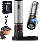 Electric Salt and Pepper Grinder Set, USB Rechargeable Salt and Pepper Shaker...