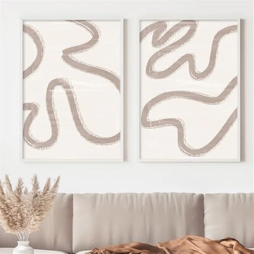 Affiche sur toile de qualité supérieure WBYZAC motifs abstraits neutres art mural salon moderne