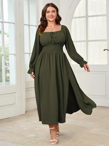Image of SHESTARR Women's Plus Size Dress Long Sleeve Milkmaid Dress