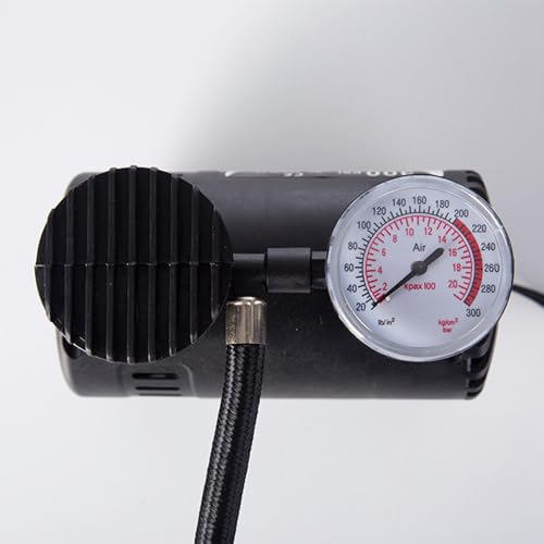 VGEBY Mini compresor de aire 300PSI de 12 V, bomba portátil para neumáticos de automóvil con 3 boquillas para pelota de kayak de motocicleta de bicicleta, emergencia (negro)