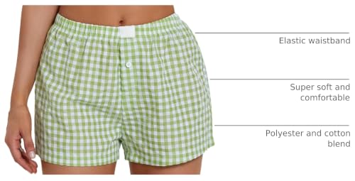 Image of Womens Y2k Plaid Shorts Women Cute Lounge Pajama Sleep Comfy & Casual Gingham PJ Boxer Shorts