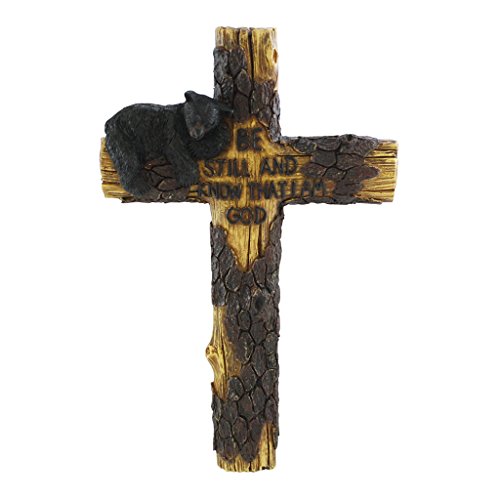 Pine Ridge Magnificent 10" Black Bear Wall Cross - Beautifully Hand-Painted and Crafted Polyresin for God-Fearing Hunters, Wildlife Lovers and Outdoorsman - Great for Arts and Crafts