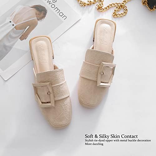 Addiney Women's Mules Slip-on Sandals, Ladies Flats Loafers Slippers Clogs(Light Brown 168-4,US 10.5) | Image 1