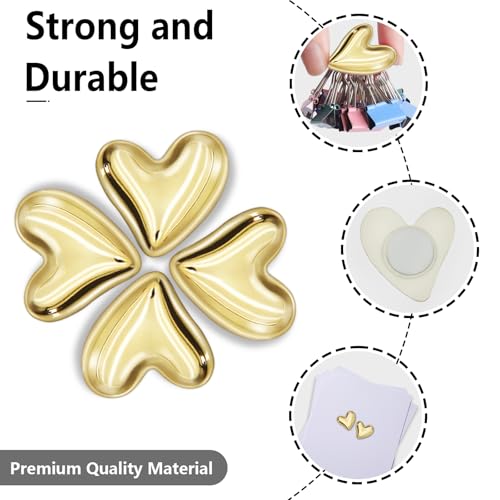 Imanes decorativos dorados en forma de corazón, 8 unidades miniatura 2