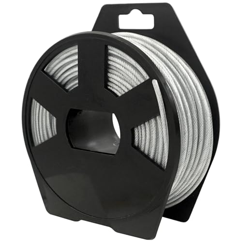Zeqeey Heavy Duty Round Metal Steel Trimmer Line Nylon Overlay Rope with Rortable Reel 3mm x 27m Universal Replacement Strimmer String Line Cord 0.12 inch