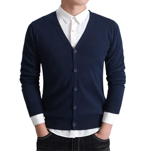 Pull tricoté à col en V homme en maille côtelée boutonnée pour l'automne