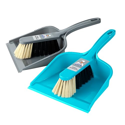 Image of MR.SIGA Dustpan and Brush Set, Pack of 2 Set, Blue & Grey