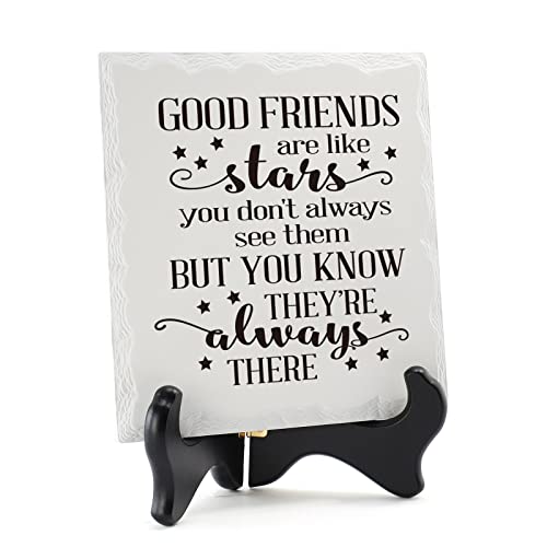 Product Image of the HOME SMILE Good Friends are Like Stars GiftsGood Friends Gifts MenSentimental Personalized 6×6 Ceramic PlaqueLong Distance,Farewell Gifts for WomenYou Don't Always See Them But You Know
