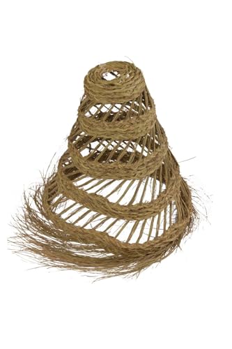 JARDIN202 - Lámpara Esparto diseño Cónico Calado – Lampara de Techo Artesanal con Flecos | Pequeña