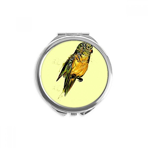 Miroir rond maquillage de poche jaune budgie parrot oiseaux pour sac encombré