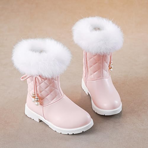 DAYISS Girls Winter Boots Fashion Fur Lined Lightweight Warm Snow Boots Princess Warm Winter Shoes for Girls3