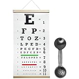 Eye Chart,Eye Exam Chart,Snellen Eye Chart Snellen Eye Chart,Eye Chart with Pinhole Eye Occluder 20 Feet Optical Eye Test Reusable Wooden Frame Canvas Eye Chart for Kids and Adults