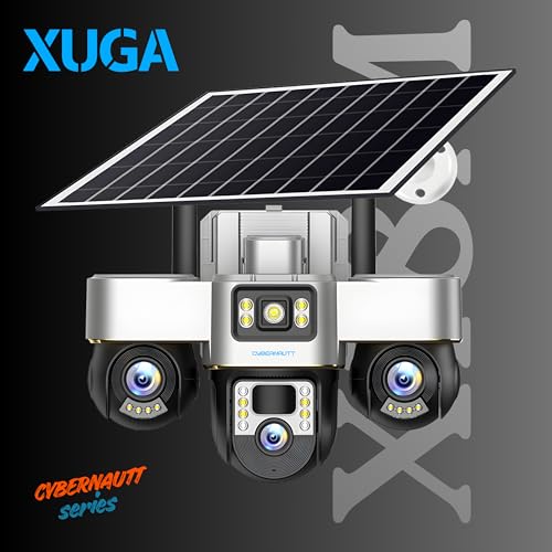 Image of XUGA - Cybernautt Series X18M 18MP 3 Lens PTZ Dual Solar 4G Sim Outdoor CCTV Camera with 3 View |Night Vision | Motion Detection| All 3 Lens Mobile Controlled | Use Air-tel 4G Sim