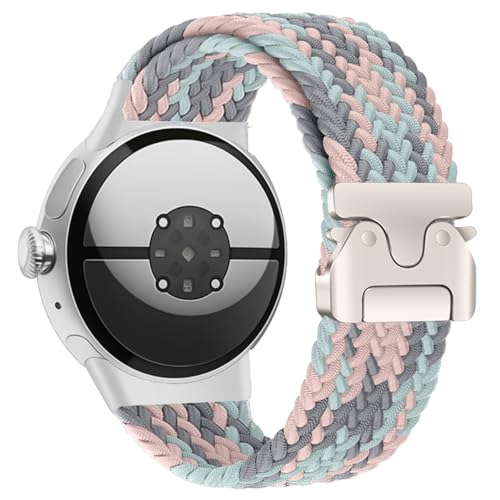 Image of Yeahxing Band for Pixel Watch 4 /3 45mm - Stretchy Nylon Braided Band for Google Pixel Watch 4 45mm 2025, Fit 6.8-10.2 inch Adjustable Wristband with Parachute Buckle for Men Women