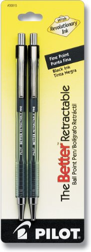 Image of PILOT The Better Ball Point Pen Refillable & Retractable Ballpoint Pens, Fine Point, Black Ink, 2-Pack (30015)