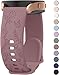 Quick Release Rose Butterfly Engraved Strap for Smart Watch Straps 20mm Women,Silicone Sport Strap with Silver Plated Stainless Steel Buckle for Samsung Galaxy/Garmin/Fossil/Amazfi... Smoke)