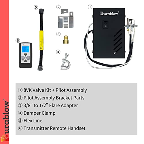 Durablow 8Vk-Tx340 Electronic Automatic Spark To Pilot Valve Kit With Thermostat, Backlit Lcd, Variable Flame Height, Timer Remote For Natural Gas (Ng) Vented Fireplace, Log Sets #TOP1
