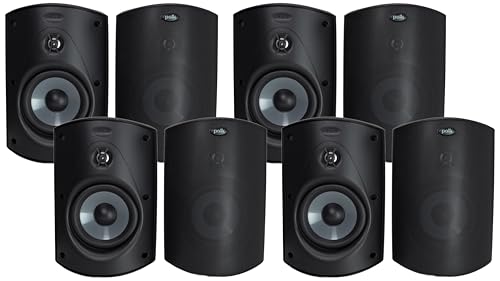 Image of Polk Audio Atrium 5 Outdoor Speakers with Powerful Bass (Pair, Black), All-Weather Durability, Broad Sound Coverage, Speed-Lock Mounting System (Pack of 4)