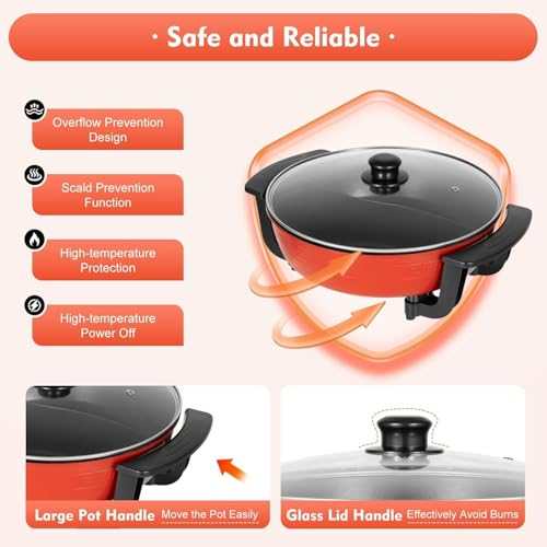 Image of Electric Hot Pot with Removable Divider - Enjoy Two Flavors Simultaneously, Non-Stick Surface with Adjustable Temperature & Glass Lid, Non-Stick Multi-Cooker for Hot Pot, Stews & Soups