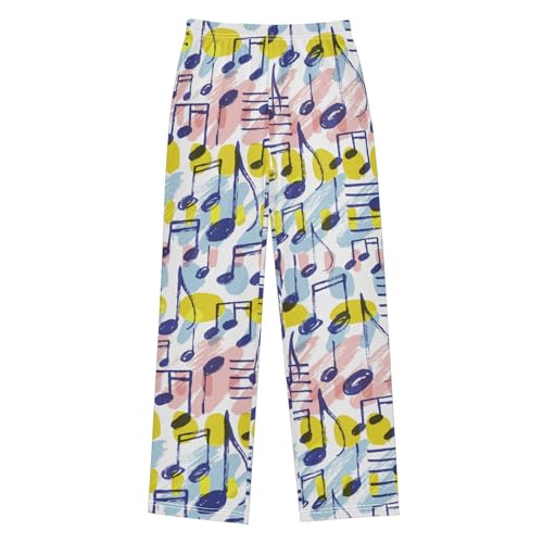 ZZXXB Music Note Watercolor Boys Long Pants Soft Trousers Elastic Waist Kids Lounge Bottoms with Pockets S-XL