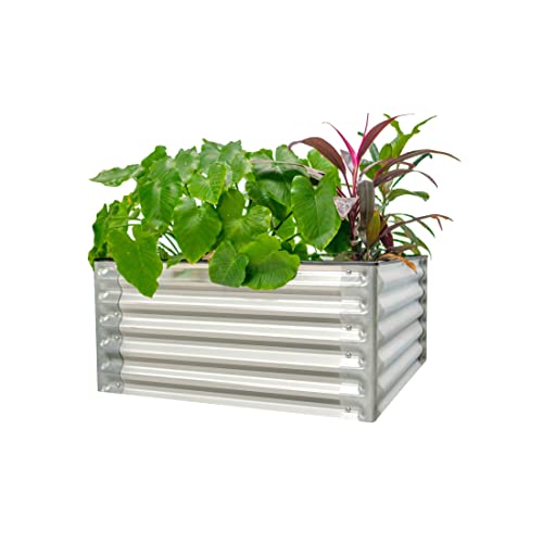 GARDEN1 17“ Tall Galvanized Raised Garden Bed, 3ftx3ft Metal Raised Garden Bed Kit Rectangular Raised Planter Garden Deep Root Box Planter for Vegetables, Flowers, Herbs, and Succulents