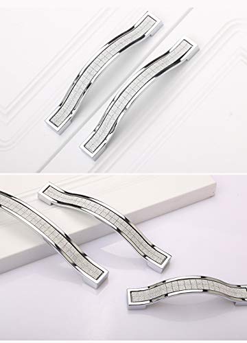 Abcgoodefg Euro Modern Grind Arenaceous Rhinestone Crystal Cabinet Handle, 7.8" Length (6.3" Hole Centers), Silver, Zinc Alloy, 5-Pack #TOP6