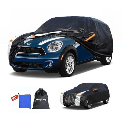 Image of 10 Layers Car Cover Custom Fit for Mini Countryman 2015-2026 100% Waterproof All Weather Automobiles, Gift with Towel, Heavy Duty Car Covers for Rain Sun UV Protection with Door Zipper.