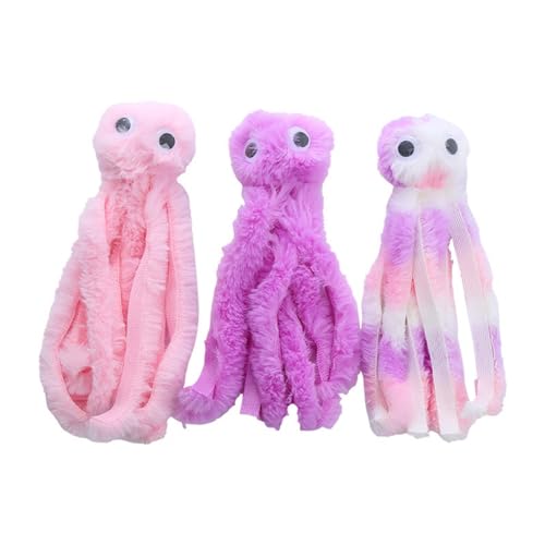 DONGKER Cat Plush Toys,3 PCS Octopus Shaped Cat Teaser Toy with Little Catnip Inside for Kitten Play Halloween Christmas Xmas Party