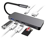 USB C Hub, Typ C Dock Adapter, USB C Adapter 7 in 1 mit 4K HDMI (30Hz), 2 USB 3.0 Ports, SD/TF...