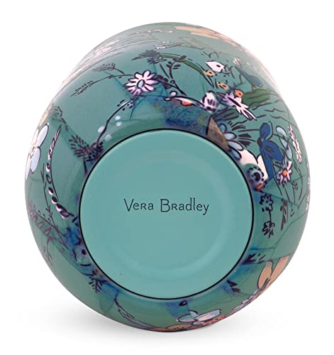 Vera Bradley Insulated Wine Tumbler, 12 Ounce Travel Cup, Green Floral Stainless Steel Tumbler With Lid, Sunlit Garden Greek Sage #TOP2