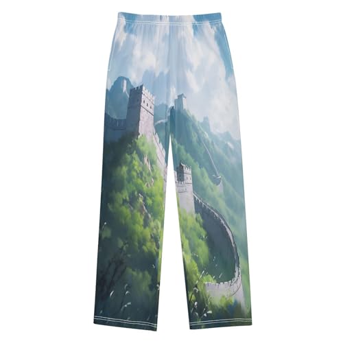 Boys' Pants The Great Wall Cloud Long Bottoms Jogger Pants Elastic Waist Trousers with Pockets S-XL