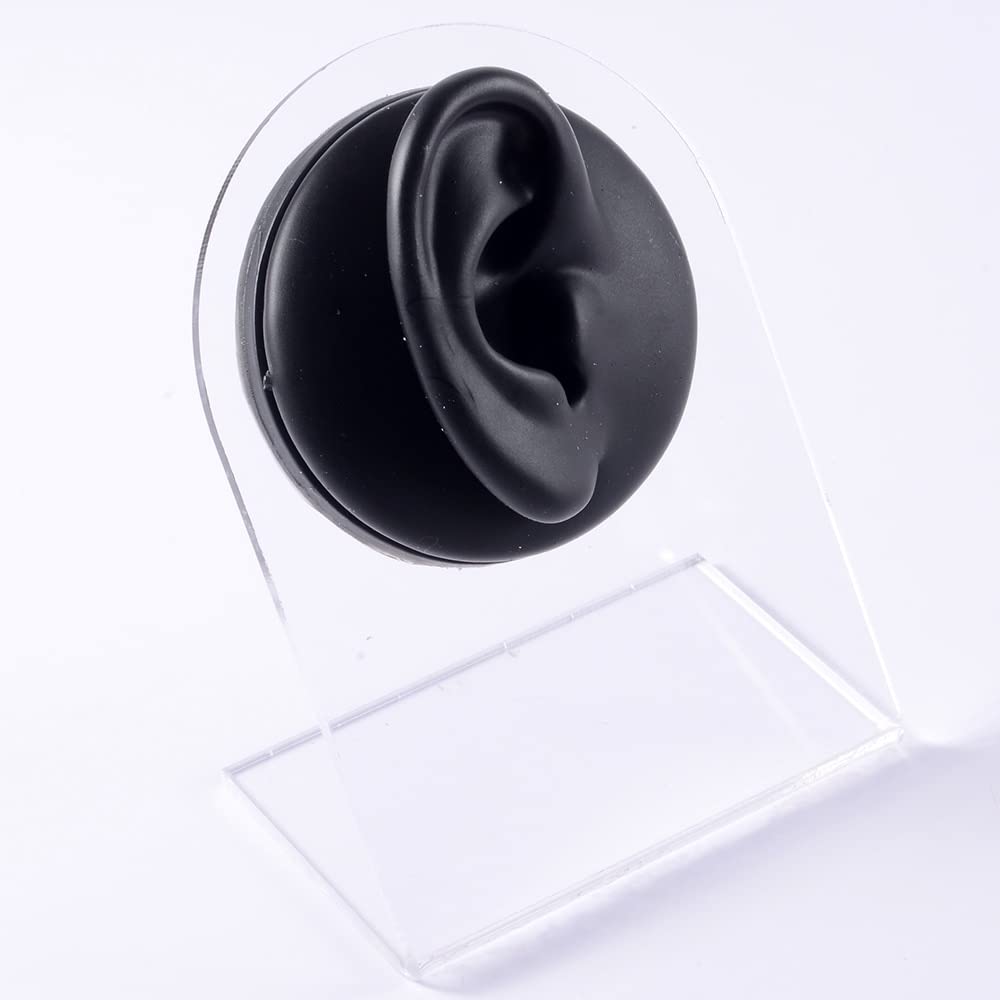 Modello di corpo in silicone for pratica di piercing del tatuaggio - 5 pezzi di display for parte del corpo umano, orecchio, naso, labbra, ombelico, lingua, strumento di allenamento(Black Right Ear)