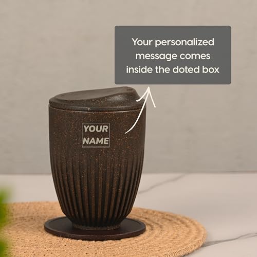 Image of Eha Earth Friendly Customised Coffee Mug, Coaster with Bag 350 ml, Set of 1 | Made with Rice Husk Biocomposite | Personalized Gifts for Friends and Family | Coffee