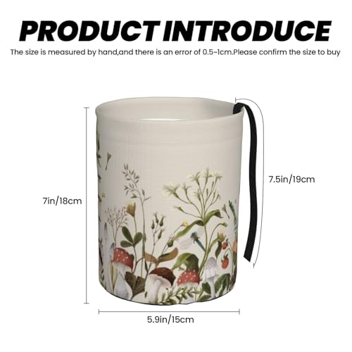 Image of Small Car Trash Can, Mushroom Plants Design Hanging Foldable Car Trash Bag, Waterproof Leakproof Garbage Bin, Car Interior Organizer Accessories
