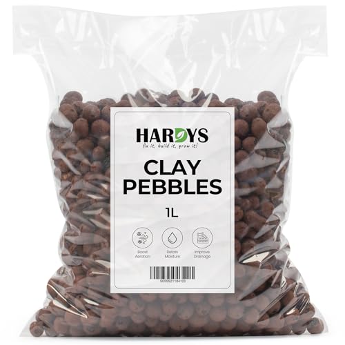 Hardys Clay Pebbles, LECA Balls for Plants - Multipurpose Growing Medium for Hydroponics, Orchids, Container Plants & Garden Beds - Enhances Soil/Compost Drainage & Aeration (1L)