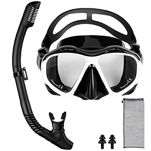 Máscara de Buceo para Adulto, Kit de Buceo Antiniebla y Panorámico 180° AVCE Tubo de Buceo para Snorkel Natación y Buceo