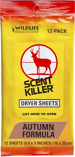 Wildlife Research 580 Scent Killer Autumn Formula Dryer Sheets, 12 Sheets,Yellow,Small