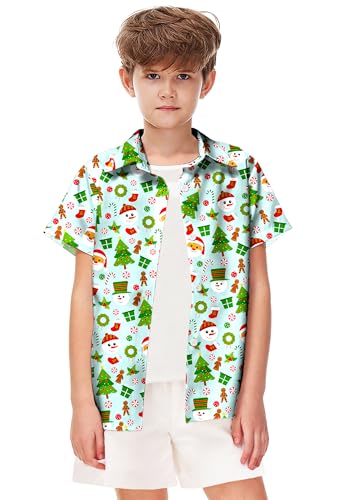 Image of Remimi Unisex Kids Halloween Shirt Boys Pumpkin Ghost Shirts Hawaii Button Up Tops 5-14 Years