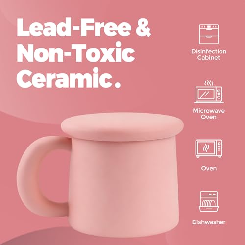 Taza de cerámica rosa 11oz con tapa y caja de regalo miniatura 3
