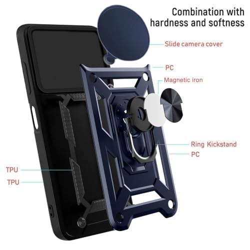 Image of AIBEX Back Cover for Realme 13 Pro 5G / Realme 13 Pro Plus 5G | D10 Tough Armor Case | Sliding Camera Shield | 360 Protection | Kickstand Ring Holder | Military-Grade Shockproof Bumper Case