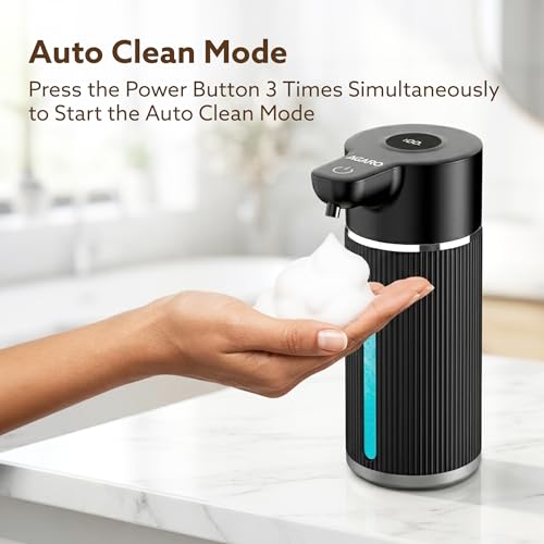 Image of AGARO Elite Automatic Soap Dispenser, 420ml Touchless Foaming Hand Wash Dispenser, Digital Display, Wall Mount, Rechargeable 1200mAh Battery, IPX5 Water Resistant, for Bathroom, Kitchen & Office