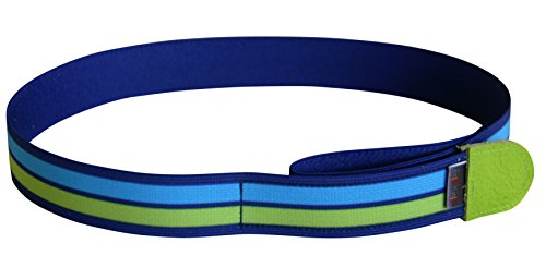Ed&Kids Cinturón niños | Rayas, verde/azul| sin hebilla | manejo sencillo | hecho en Alemania