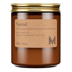 M&SENSE Santal Scented Christmas Candle Gift, Aromatherapy Candle Set for Women, Soy Wax Candles Home Scented, Long Lasting Amber Jar Candles Gift for Christmas, Thanksgiving, Holiday